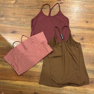 Set of Three Racerback Tank Tops in Earth Tones